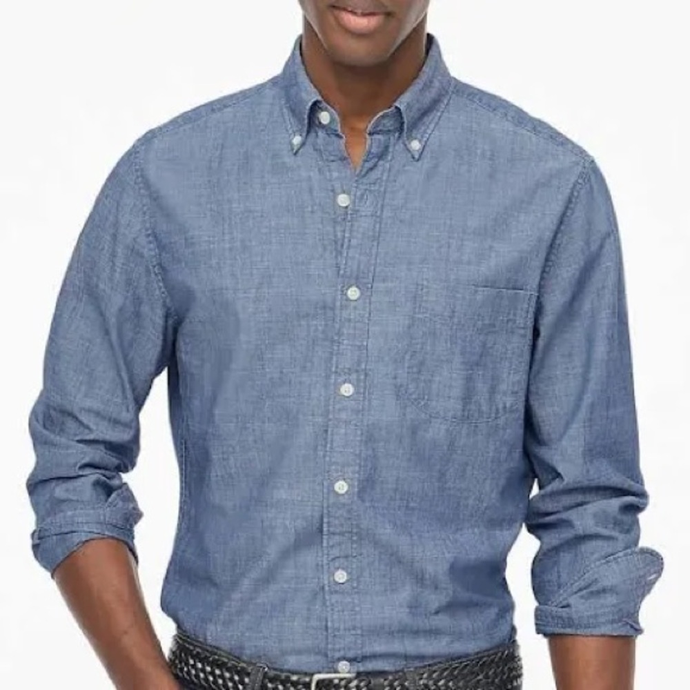 J. Crew Jaspe Slim Fit Shirt Men's Blue Button Down Long Sleeve Preppy c8587 L
